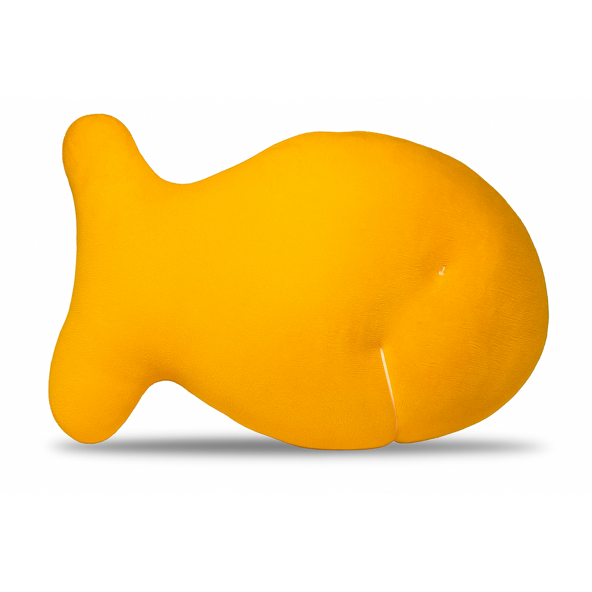 Cheddar fish cracker plush — golden orange goldfish-shaped plushie on a white background
